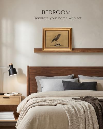 VIYYIEA Gold Framed Gothic Wall Art, Raven Skull Sketch, 12x16 Inch - Image 7