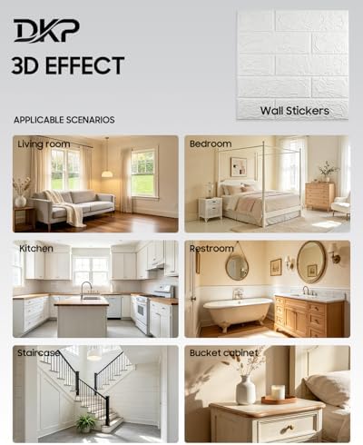 60Pcs White 3D Foam Wall Panels, Wallpaper Squares Self-Adhesive Waterproof - Image 7