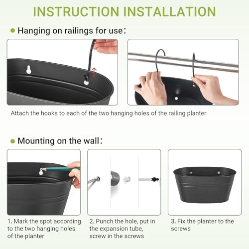 Dahey 3 PCS 10.5 Inch Metal Wall Planter Hanging Flower Pots - Image 7