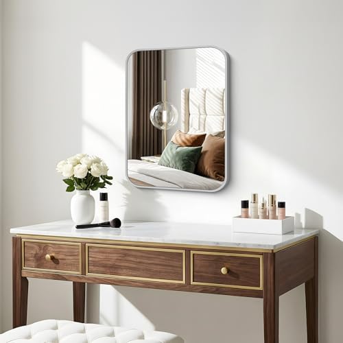 BONEWEI Silver Bathroom Mirror, 16x20 inch Wall Mirror - Image 7