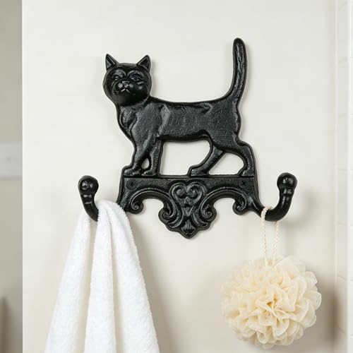 Earl Diamond Heavy Duty Cast Iron Vintage Cat Wall Hooks, Wall Mount 2 Pack - Image 7