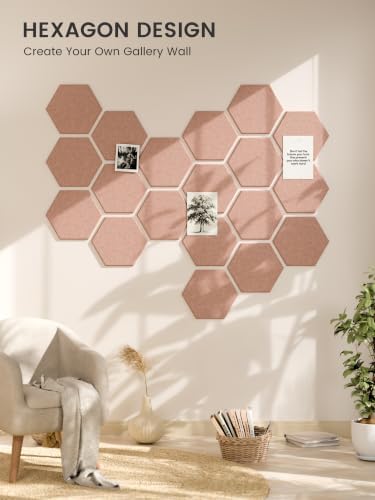 Fluxynara 12-Pack Hexagon Felt Bulletin Board Tiles - Image 7