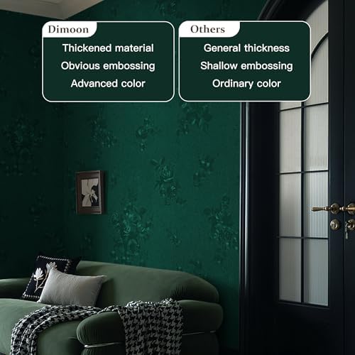 Dimoon 17.7''x393.7''Green Peel and Stick Wallpaper Gothic Floral Wall Paper - Image 7