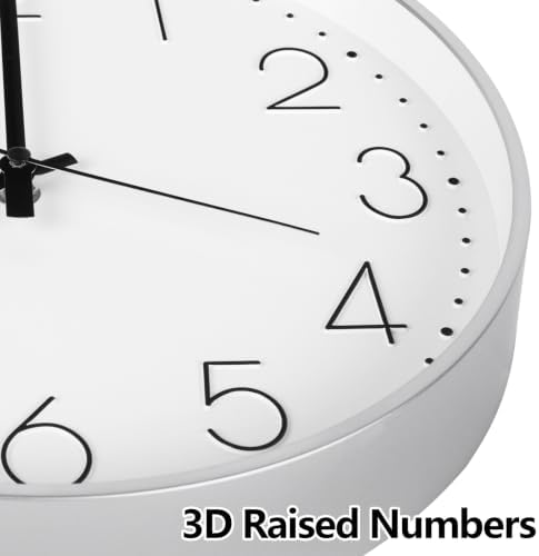 Silver & Black Wall Clock 2 Pack 12 Inch Silent Battery Operated Clocks - Image 6