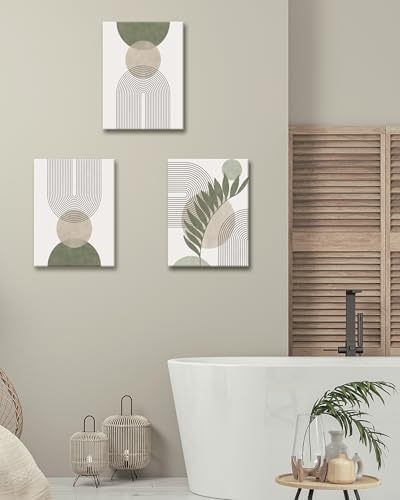 HesenDot 40x60CM Sage Green Boho Wall Art, Botanical Geometric Framed Canvas - Image 7