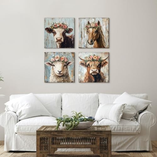 Highland Cow Wall Art Cow Pictures Wall Decor Farmhouse Animal Pictures Rustic - Image 6