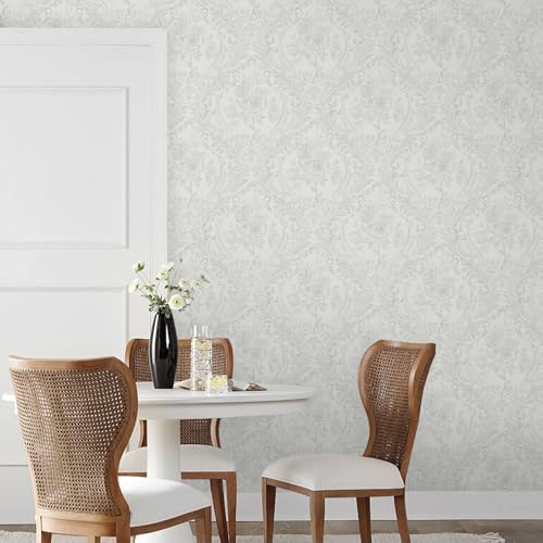 Ismoon Peel and Stick Wallpaper Vintage Floral Ligth Grey Damask Wallpaper - Image 6