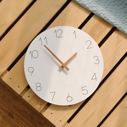 mooas Flatwood Wall Clock, 9.8" Non-Ticking Sweep Movement - Image 6