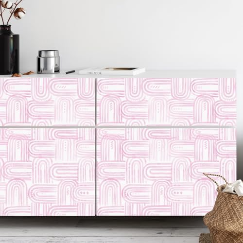 Modern Peel and Stick Wallpaper A Set of 17.3"x200" Boho Pink Contact Paper - Image 6