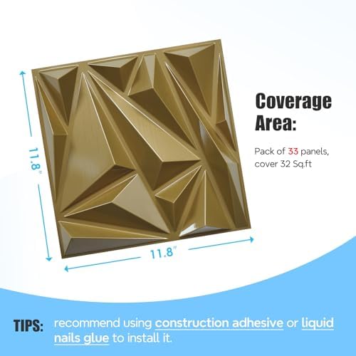 STICKGOO 33 Pack 3D Wall Panels, Brushed Gold - Image 6