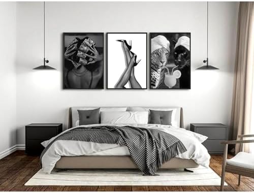 Youillne Black White Leopard Wall Art Trendy Cheetah Canvas Wall Decor Fashion - Image 7