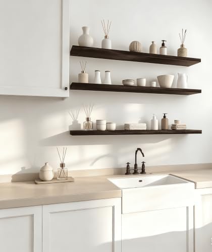 Brown Wood Floating Shelves for Wall Shelf 36 Inch Set of 4 - Image 7