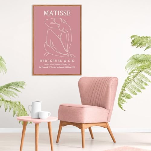 HLNIUC Matisse Pink Framed Wall Art Set, Neutral Pink Flower Canvas Wall Decor - Image 7