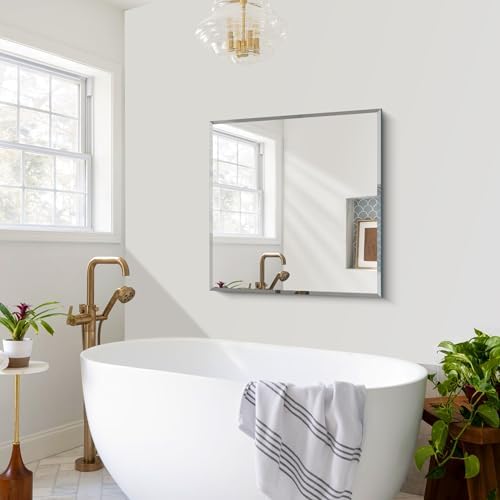 CILIBER Beveled Mirror, 30x30 Frameless Beveled Bathroom Mirrors - Image 7