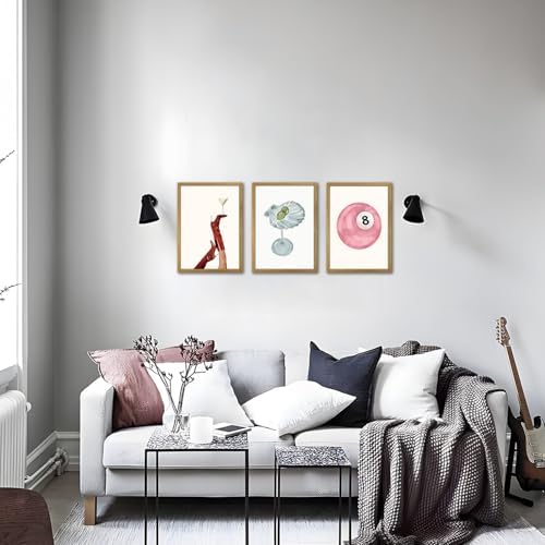 Wood Framed Funky Martini Posters Wall Art Set of 3, Vintage Preppy Aesthetic - Image 7