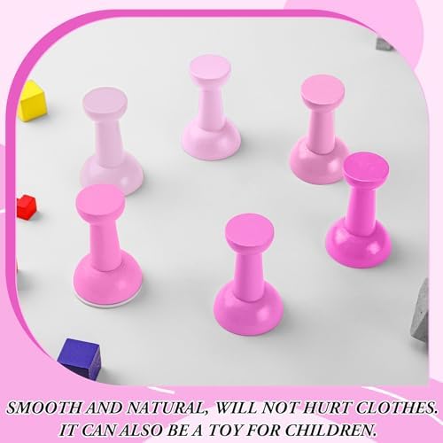 6 Pack Cute Wall Coat Hooks Gradient Pink Wooden Adhesive Coat Hanger Pushpin - Image 6