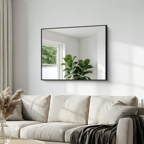Bathroom Mirror 40x32 Inch, Metal Framed Rectangle Vanity Mirror - Image 7