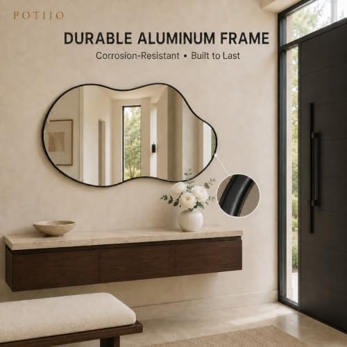 Irregular Wall Mirror 25 x 46 Inch Asymmetrical Black Mirror - Image 7