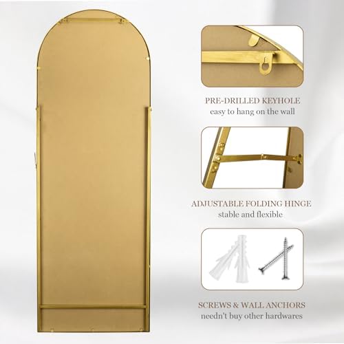 Arch Full Length Mirror with Stand, Antique Gold - Image 6