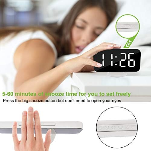 SZELAM Digital Clock Large Display, LED Electric Alarm Clocks Mirror Surface - Image 6