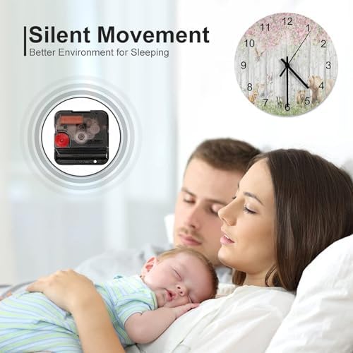 Forest Wall Clock Silent Non Ticking Battery Operated, Cartoon Nature Forest - Image 6