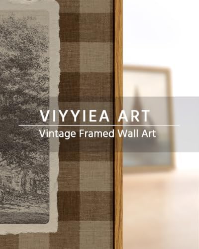 VIYYIEA Vintage Square Framed Wall Art, Sketch Oak Tree Landscape Prints - Image 7