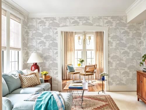 Ismoon Grey Peel Stick Wallpaper Forest Mural Toile Stick on Wallpaper - Image 7