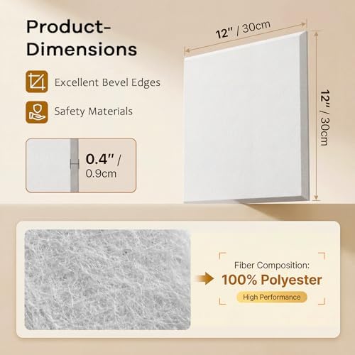 Square Acoustic Panels Soundproof Wall Panels, 12″ × 12″ × 0.4″ High-Density - Image 7
