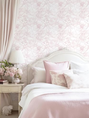 Dimoon 236"x17.3" Peel and Stick Wallpaper Floral Contact Paper Boho White Pink - Image 6