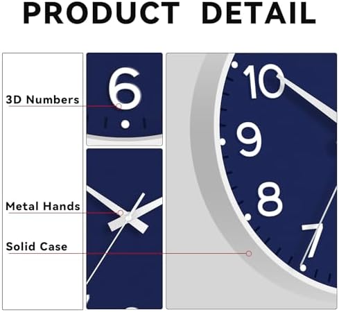 Roymnie 8 Inch Wall Clock, Battery Operated Silent Non Ticking Analog - Image 6