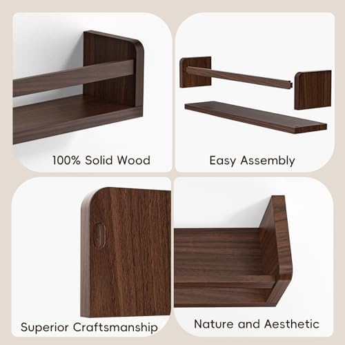 Floating Wall Nursery Book Shelves, 23.6 Inch, Walnut Color - Image 6