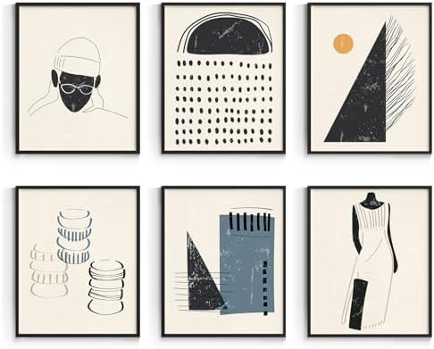 Habseligkeit Abstract Wall Art Prints, Neutral Poster 8x10 Set of 6 by Habseligkeit