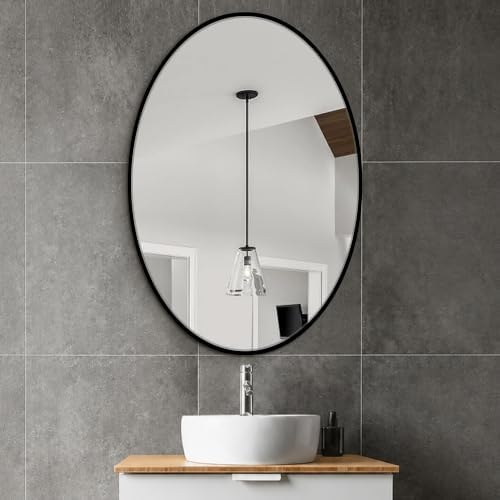 Delma 38x26 Black Oval Bathroom Mirror - Image 7