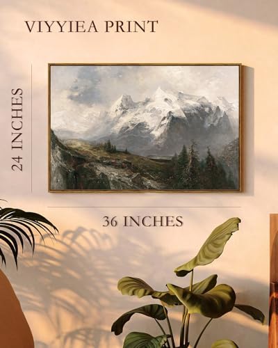 VIYYIEA Vintage Nature Large Framed Wall Art, The Alpine Pastures Paintings Art - Image 6