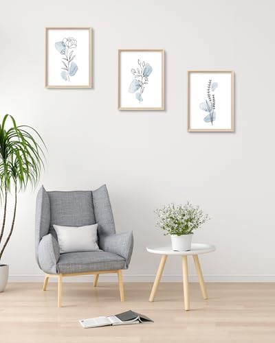 HesenDot Blue Floral Framed Wall Art, Minimalist Botanical Canvas Prints - Image 7