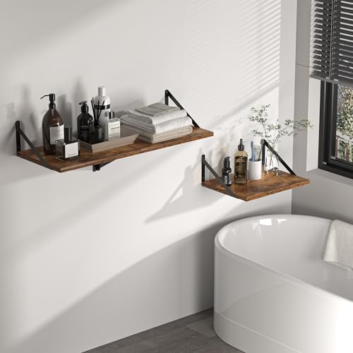 Heimlove 16W x 12D Deep Floating Shelves Set of 2 Rustic Brown - Image 6