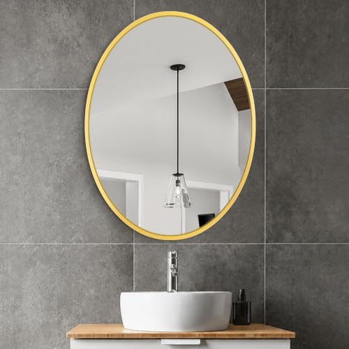 Delma 32x24 Gold Oval Bathroom Mirror - Image 7