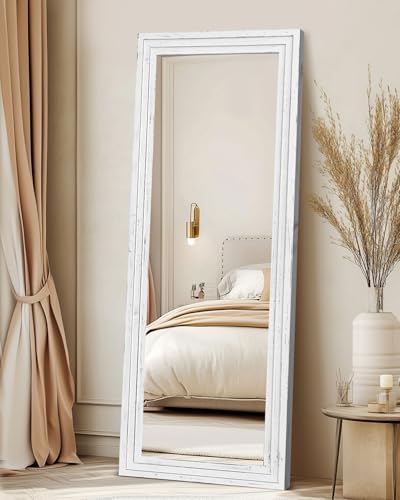 65x22in Full Length Mirror, 3-Tier Stepped Solid Wood Frame - Image 6
