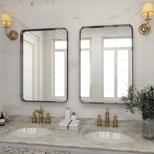 VooBang Bathroom Mirror 20x30 inch, Modern Round Corner Bathroom Vanity Mirror - Image 6