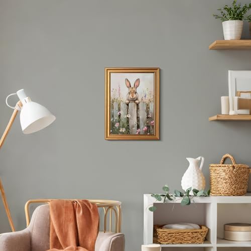 KBKART Gold Framed Bunny Wall Art, Rabbit and Wildflowers Painting 8x10Inch - Image 7