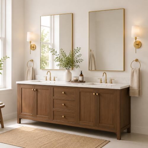 2-Pack 24"x36" Brushed Gold Framed Bathroom Vanity Wall Mirrors - Image 6