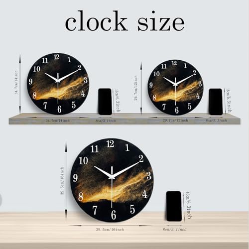 Black Glass Wall Clock Battery Operated 12 Inch - Image 6