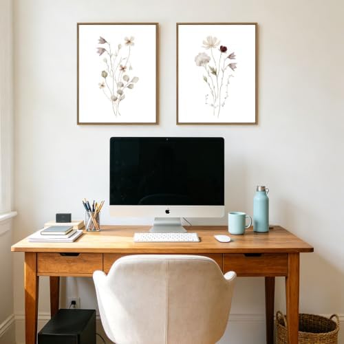 Neutral Wildflower Wall Art 11x14 Inch Watercolor Botanical Floral Painting - Image 7