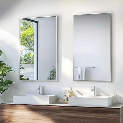 Sunniry Nickel Wall Mirror, 24x32 inch Bathroom Mirror - Image 6