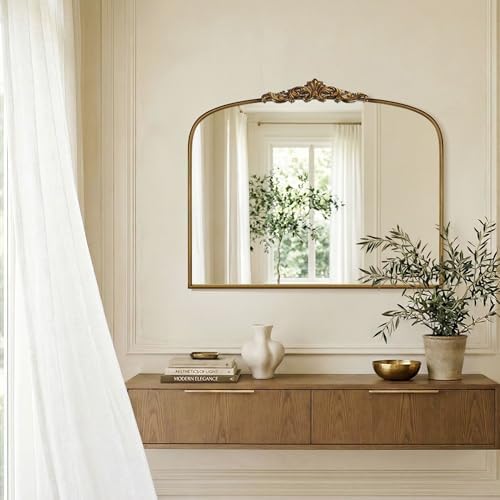 Vintage Gold Mirror 36"X30" Arched Antique Wall Mirror - Image 6