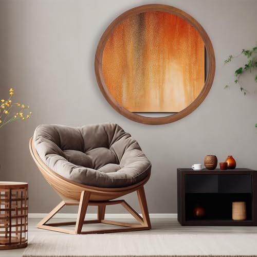 28''Round Wood Mirror, Circle Mirror, Boho Style Wall Decor, Nursery Mirror - Image 6