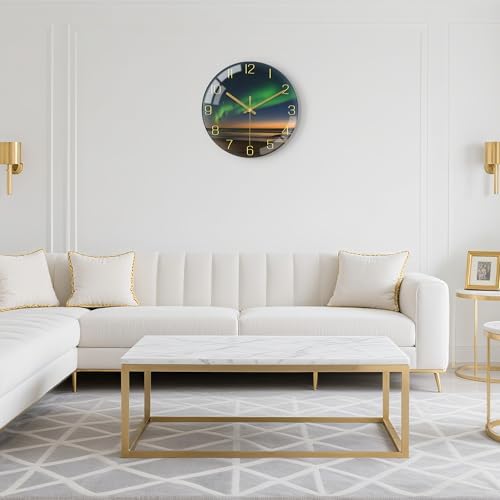VIKMARI Aurora Black Gold Silent 12" Wall Clock Bathroom Living Room Decor - Image 6