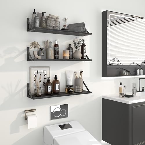 Heimlove Floating Shelves for Wall, 24 Inch Long Wood Floating Shelves Set of 3 - Image 7