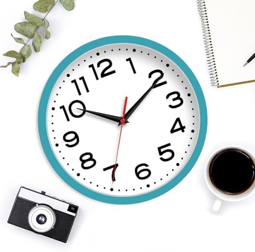 Roymnie 8 Inch Small Wall Clock, Battery Operated Silent Non Ticking Blue - Image 7