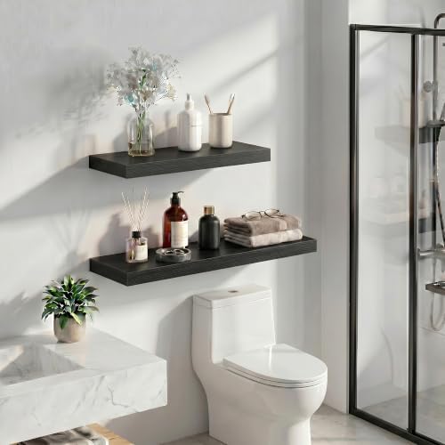 Heimlove Floating Shelves 23.6" W x 9.3" D Black Set of 2 - Image 6